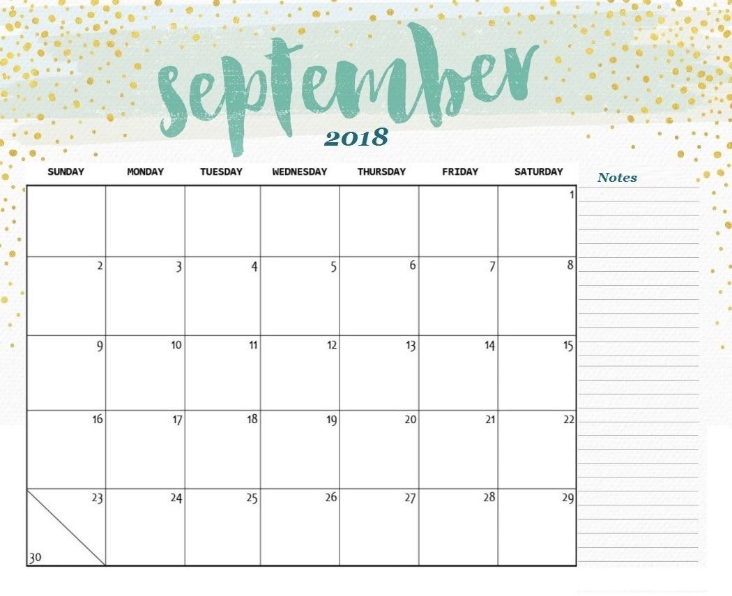 September Calendar 2018 Printable Template A4