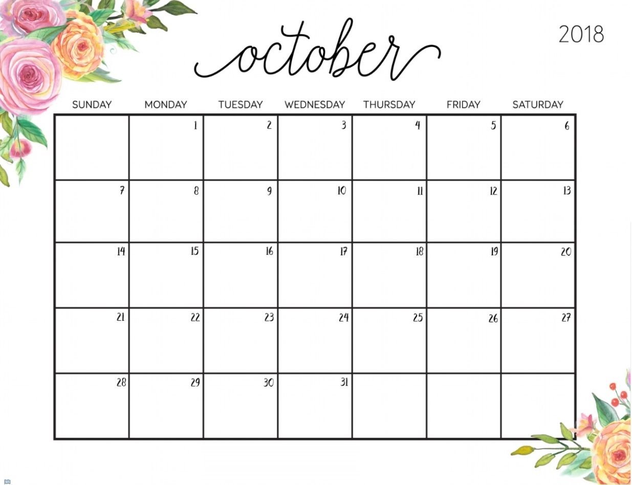 Editable calendar 2018 October